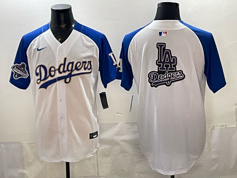 2026 Men Nike Los Angeles Dodgers Blank White blue Game MLB Jersey 0011